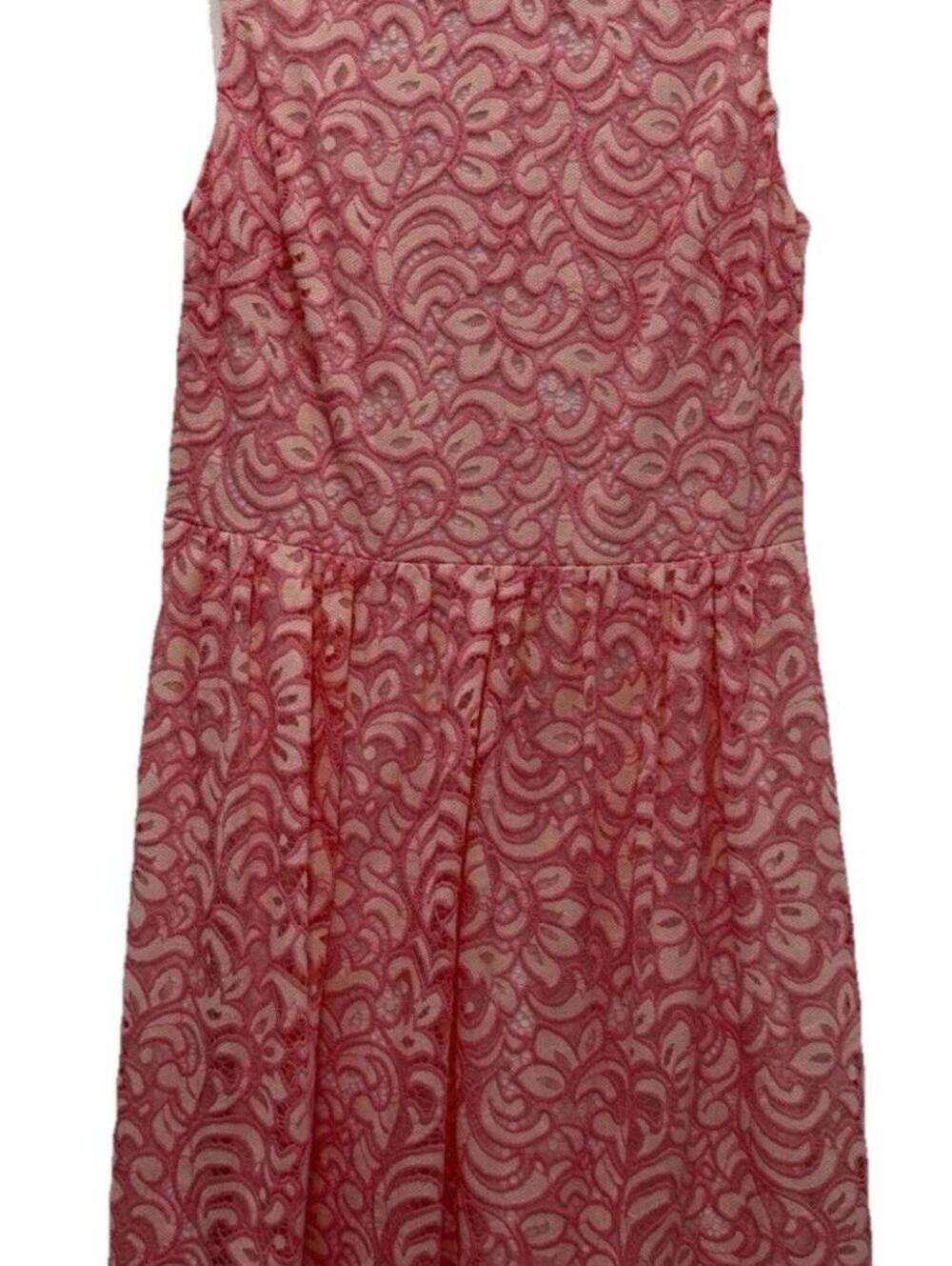 Betsey Johnson Pink Lace Dress Womens Size 8 Fit Flare Sleeveless Party Cocktail - Picture 2 of 10